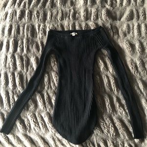 Off the shoulder black knit top